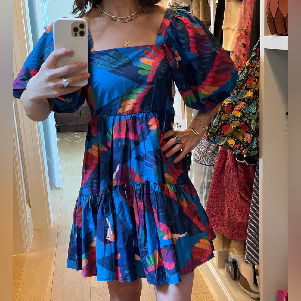 Farm Rio Rainbow Macaw Mini Short Dress Size XS